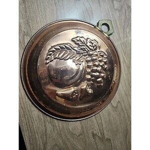 Vintage ODI Copper & Brass Mold Wall Decor Plaque Fruit Design 7.75 "/ 8.5 "